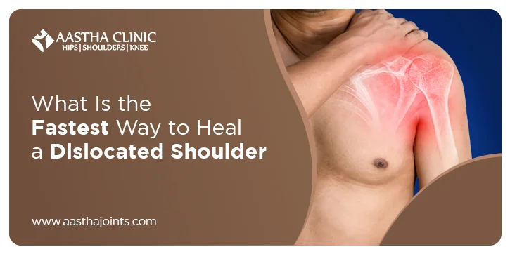 Illustration showing shoulder joint pain highlighting the fastest way to heal a dislocated shoulder, explained by Aastha Joints Clinic.