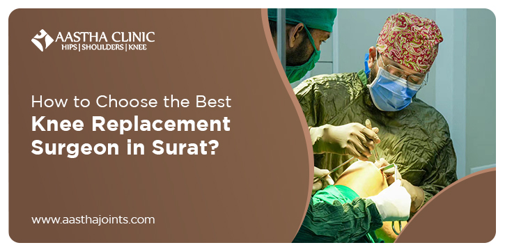 Knee replacement surgery being performed by orthopedic surgeon in Surat at Aastha Joints Clinic operating theatre